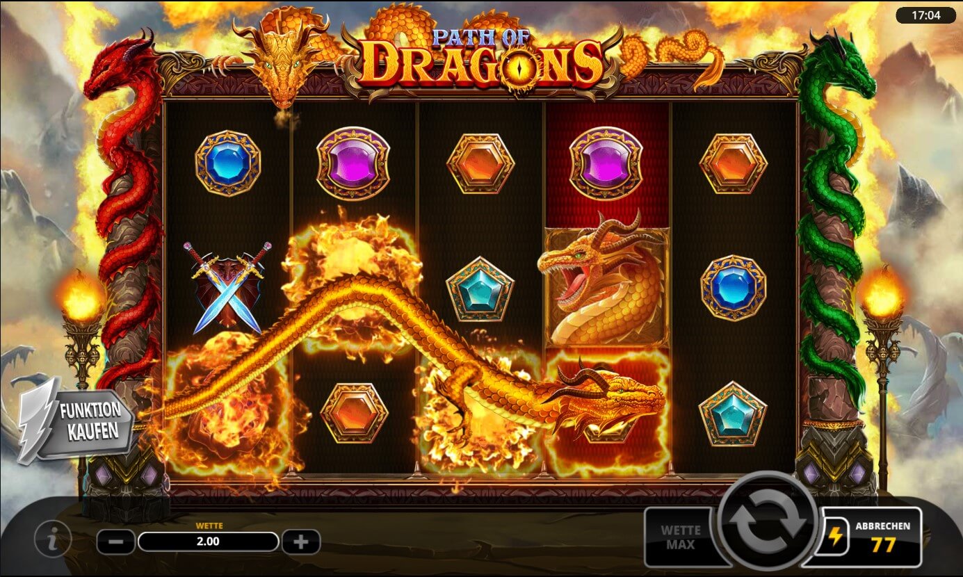 Path of Dragons von Swintt überzeugt mit feuriger Slot Action