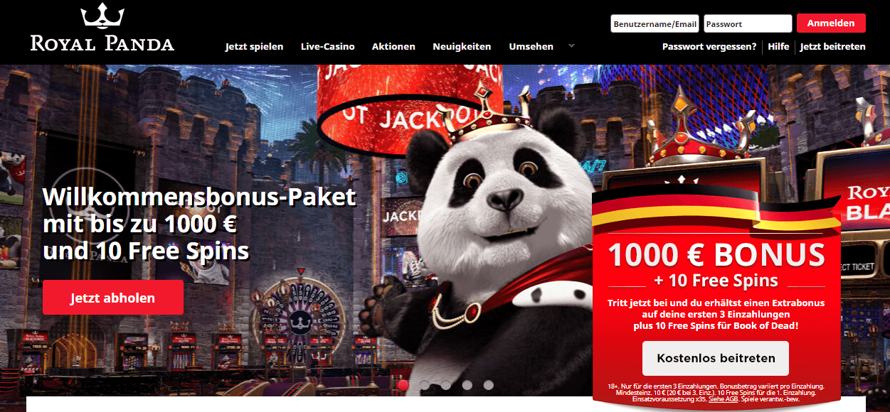 Willkommensbonus-Paket Royal Panda